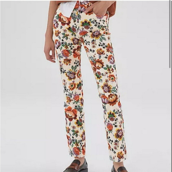 Anthropologie x Pilcro Floral Jeans The Cigarette Slim Straight Size 28 - Picture 2 of 11